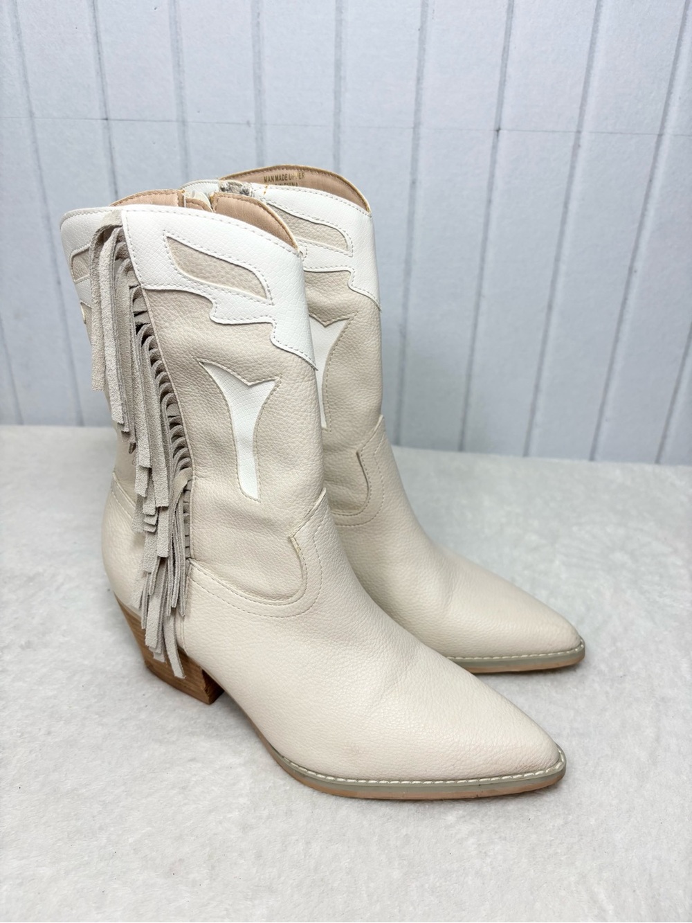 Altar'd State Cream Fringe Western Ankle Boots Size 7